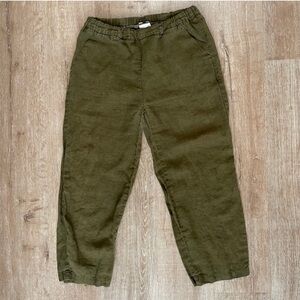 Quince Women’s 100% linen Olive Green Pants size small coastal grandma/cowgirl